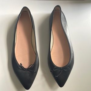 J.Crew Gemma Pointy Flats Black Leather Sz 8